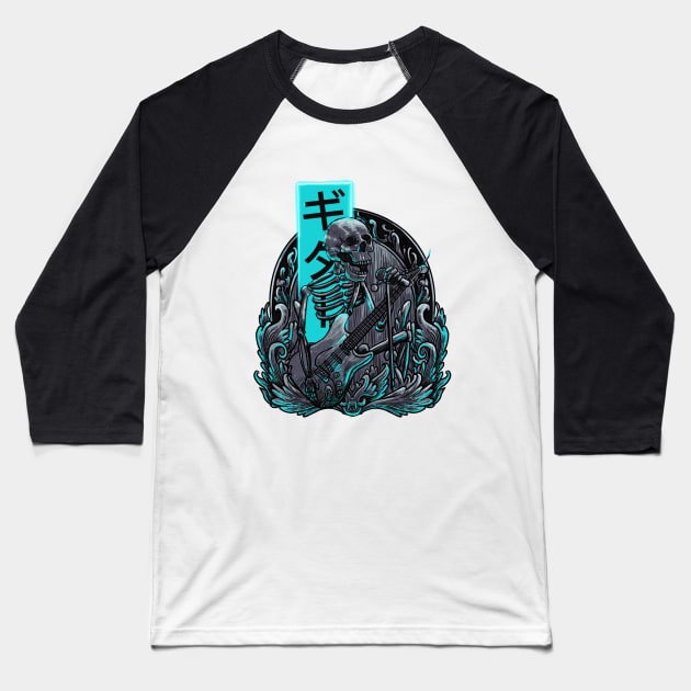 Skull guitar Baseball T-Shirt by Darrels.std